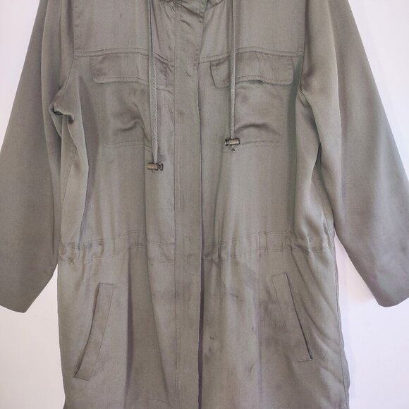 Eileen Fisher Women's Hooded Rain Jacket Lined Full Zip Size Medium Utility - Picture 6 of 10